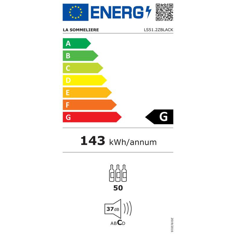  LS51.2ZBLACK La Sommelière: Modernus ir Kompaktiškas Vyno Rūsys - 50 Butelių